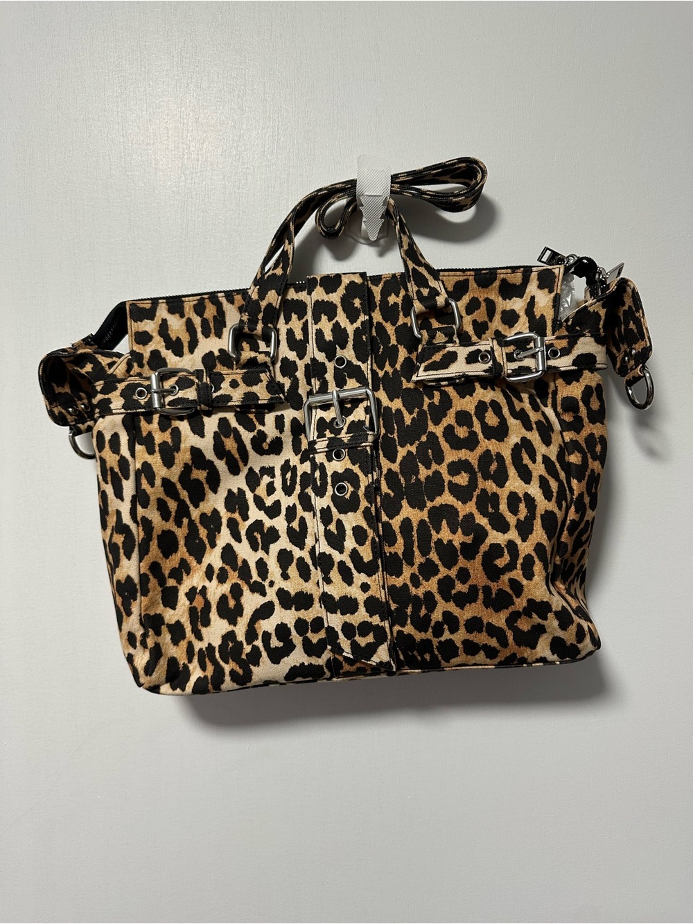 Leopard Print Tote - Black & Tan